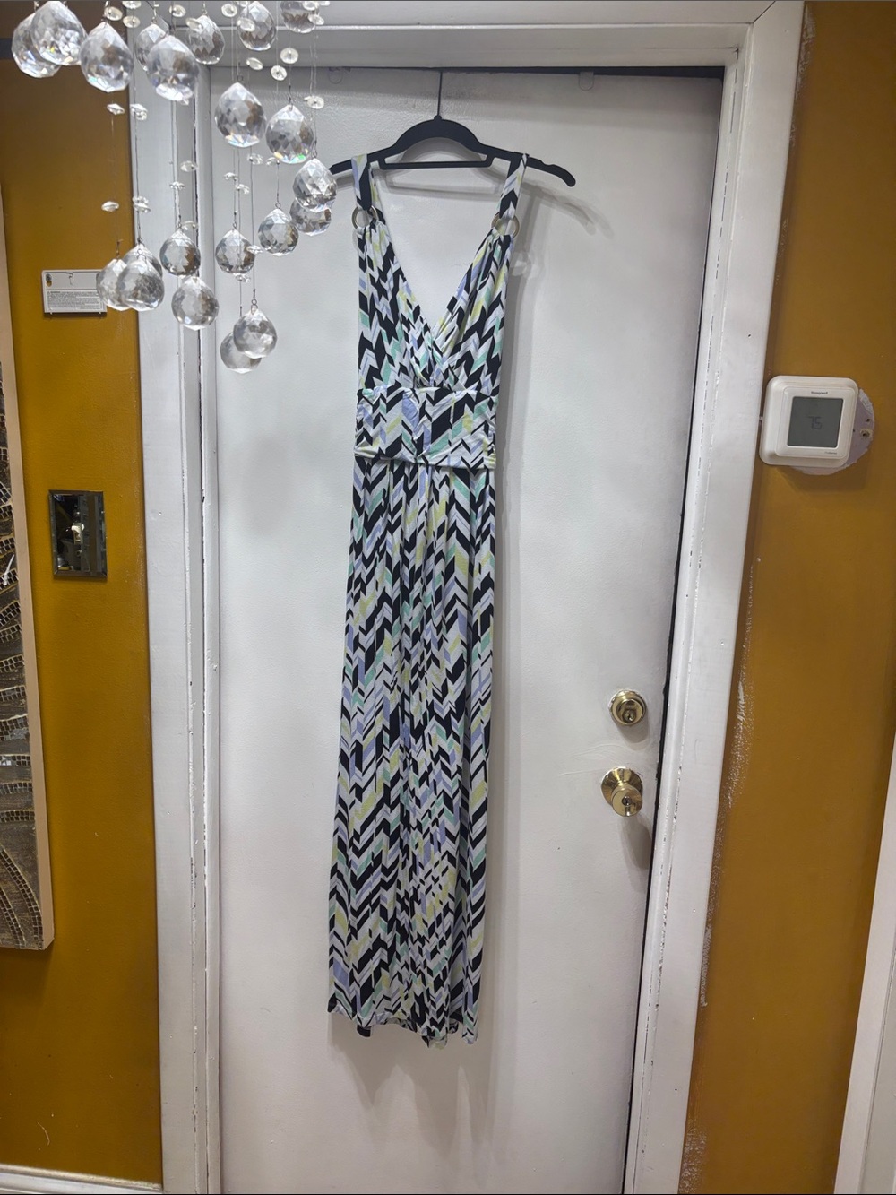 Apt. 9 Chevron Print Sleeveless Maxi Dress in Black, White, Blue and Green